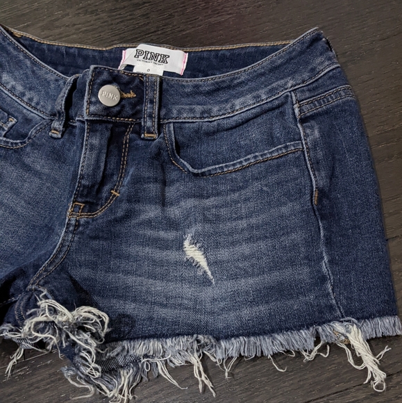Pink (Victoria's Secret) dark denim shorts.  Size 0 - Picture 2 of 4